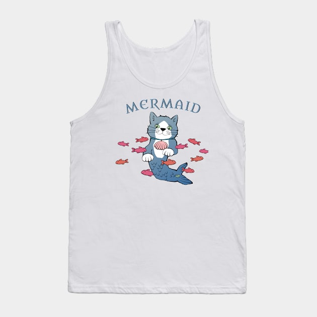 Mermaid Cat Tank Top by Sue Cervenka